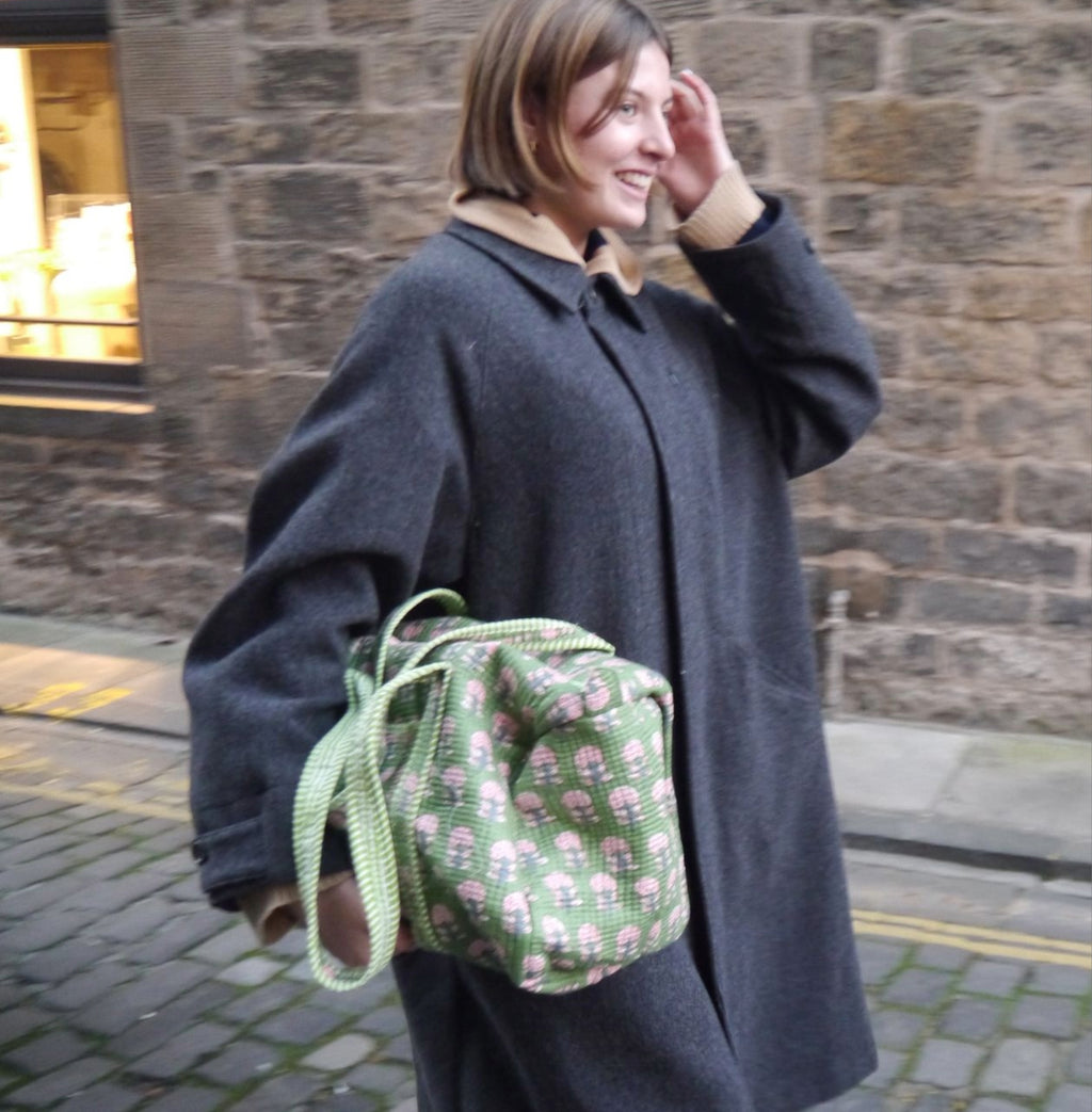 Flowers Duffel- GREEN