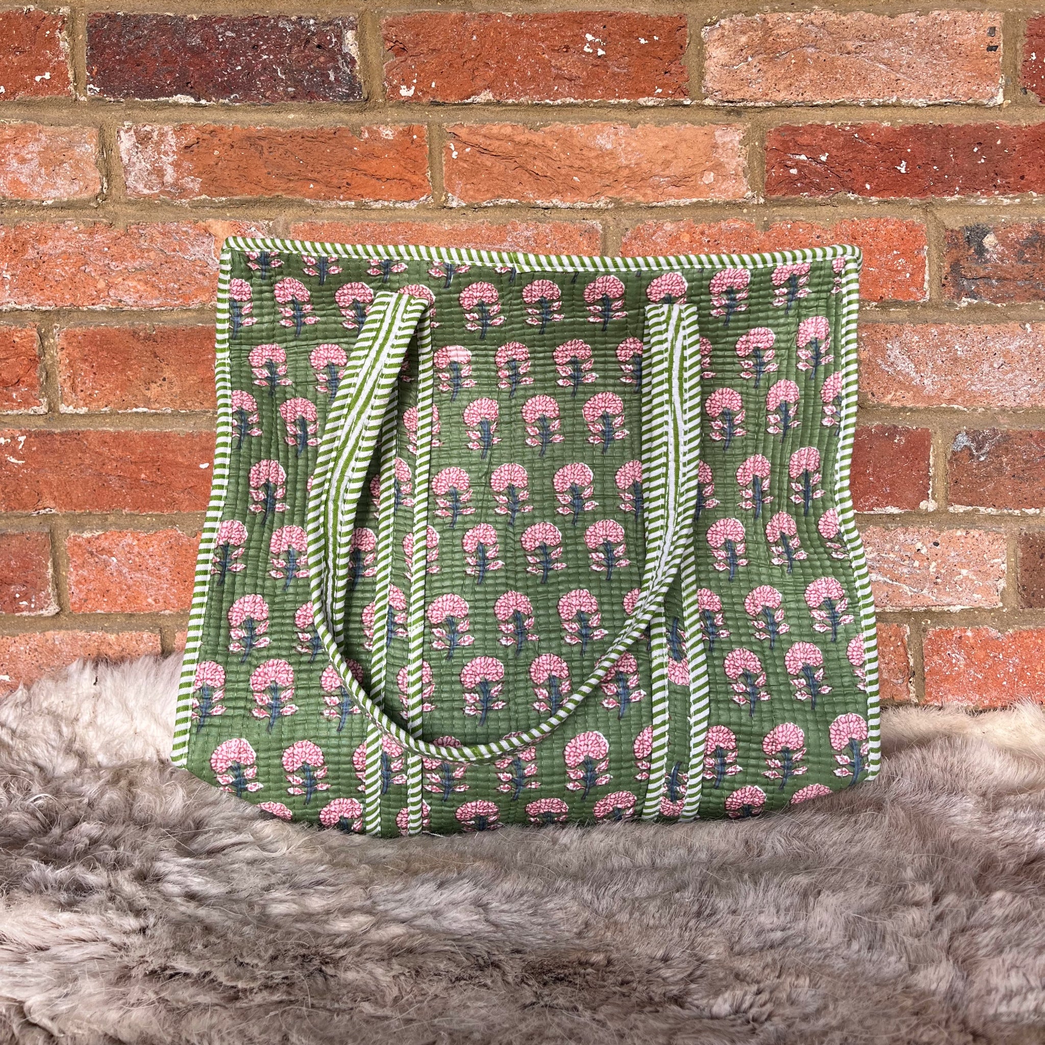 Flowers Tote- GREEN