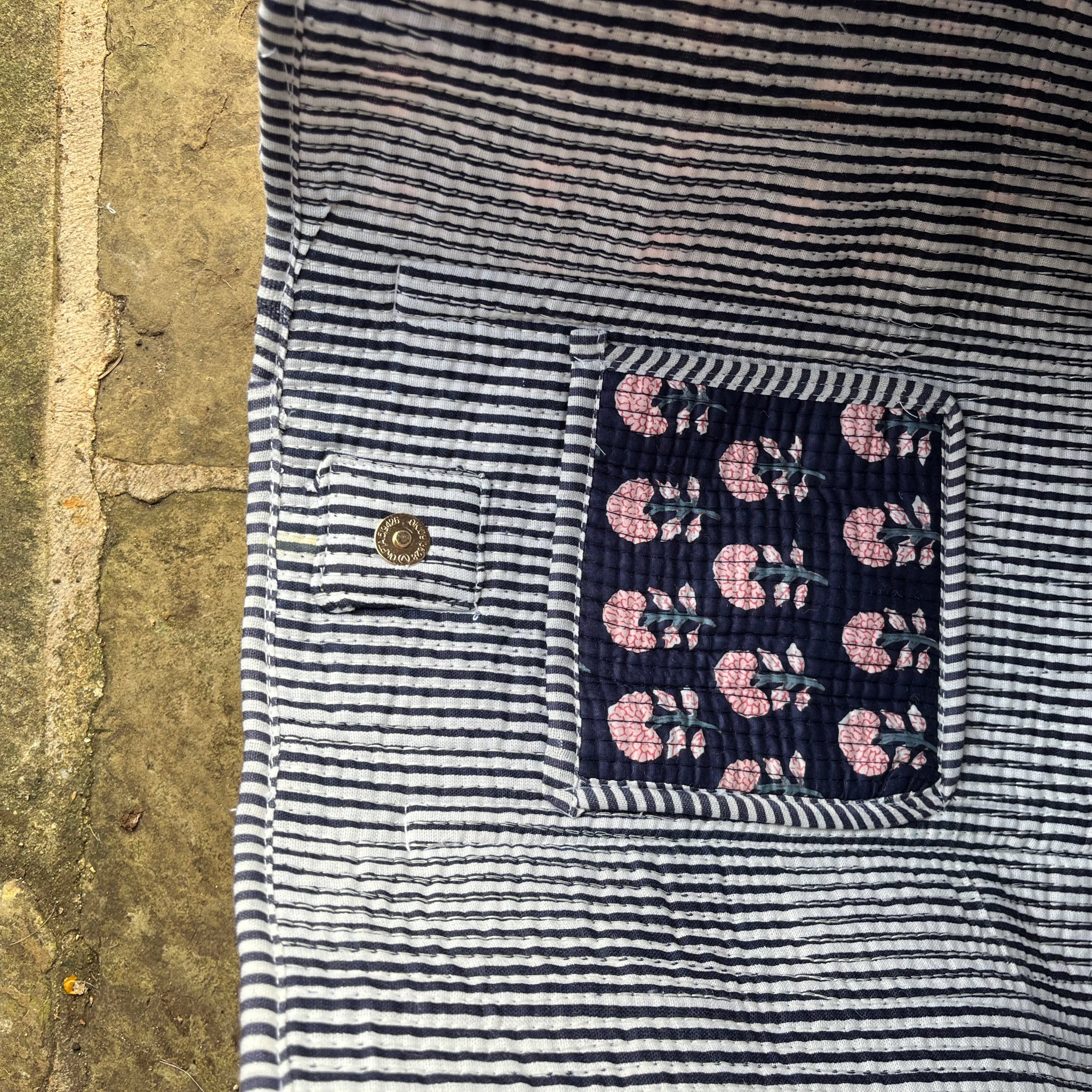 Flowers Tote- NAVY