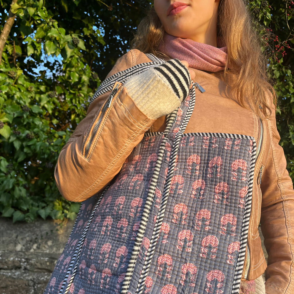 Flowers Tote- BLUE