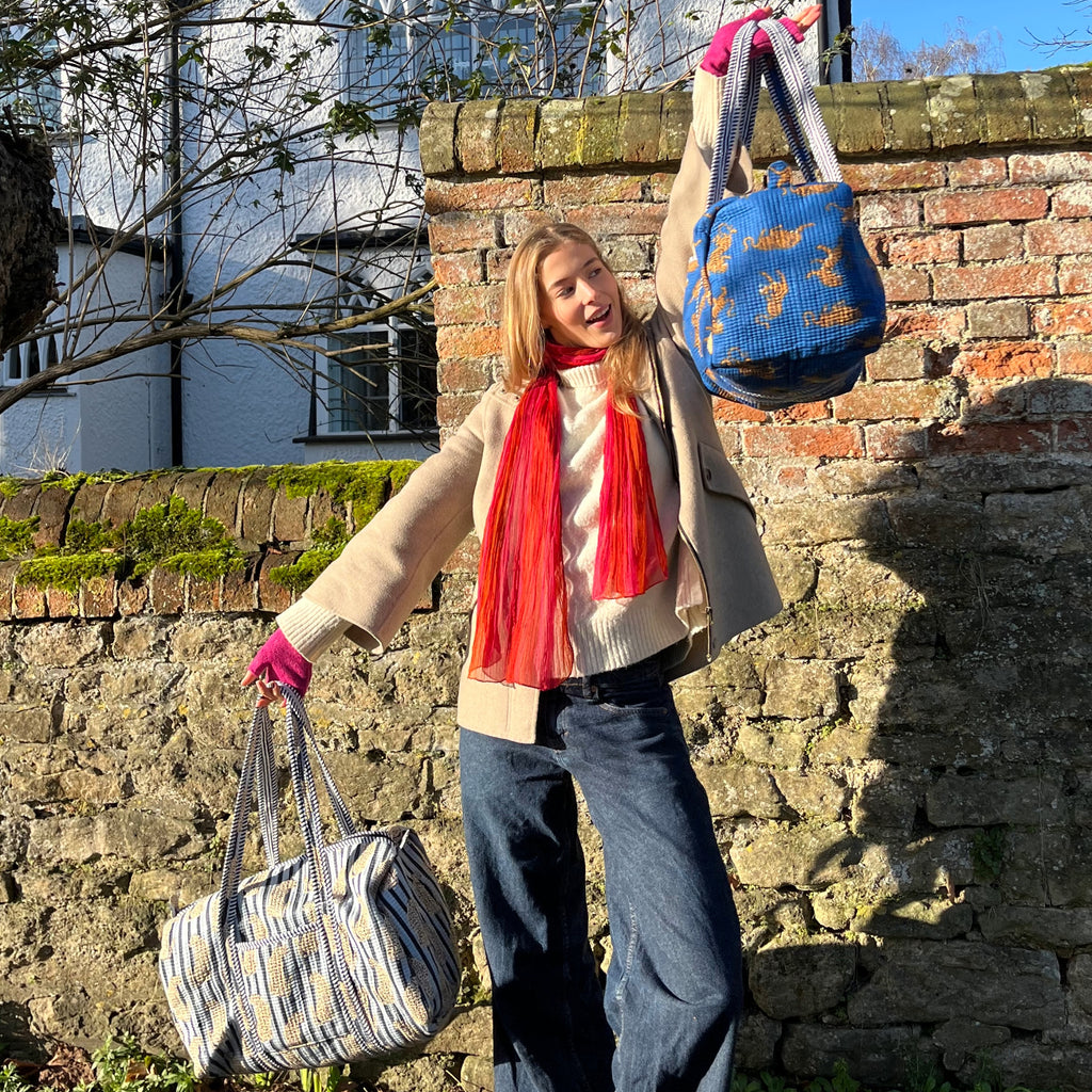 Stripy Leopard Duffel- BLUE