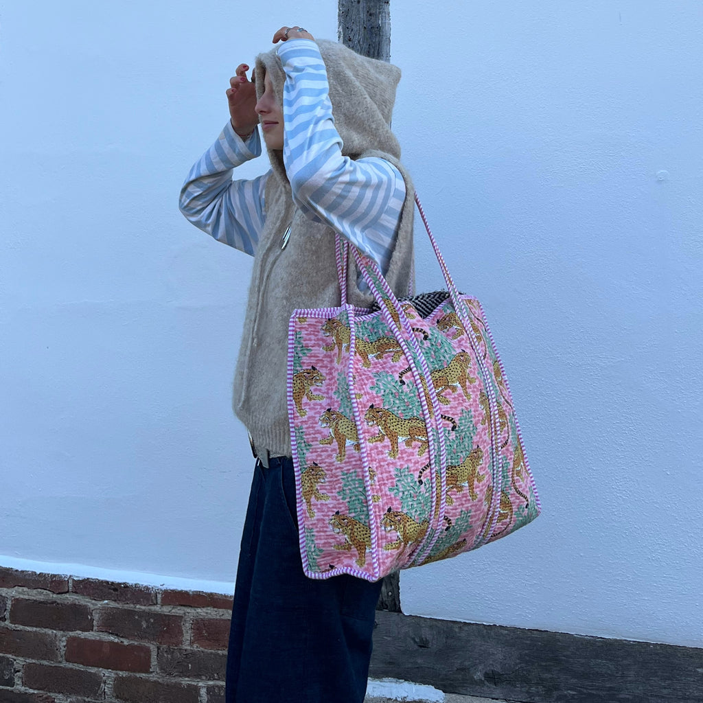 Forest Leopards Tote- PINK