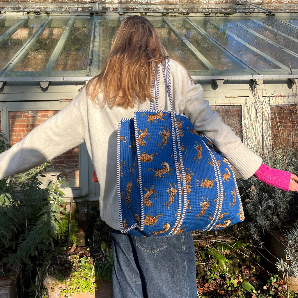 Dancing Leopards Tote- NAVY