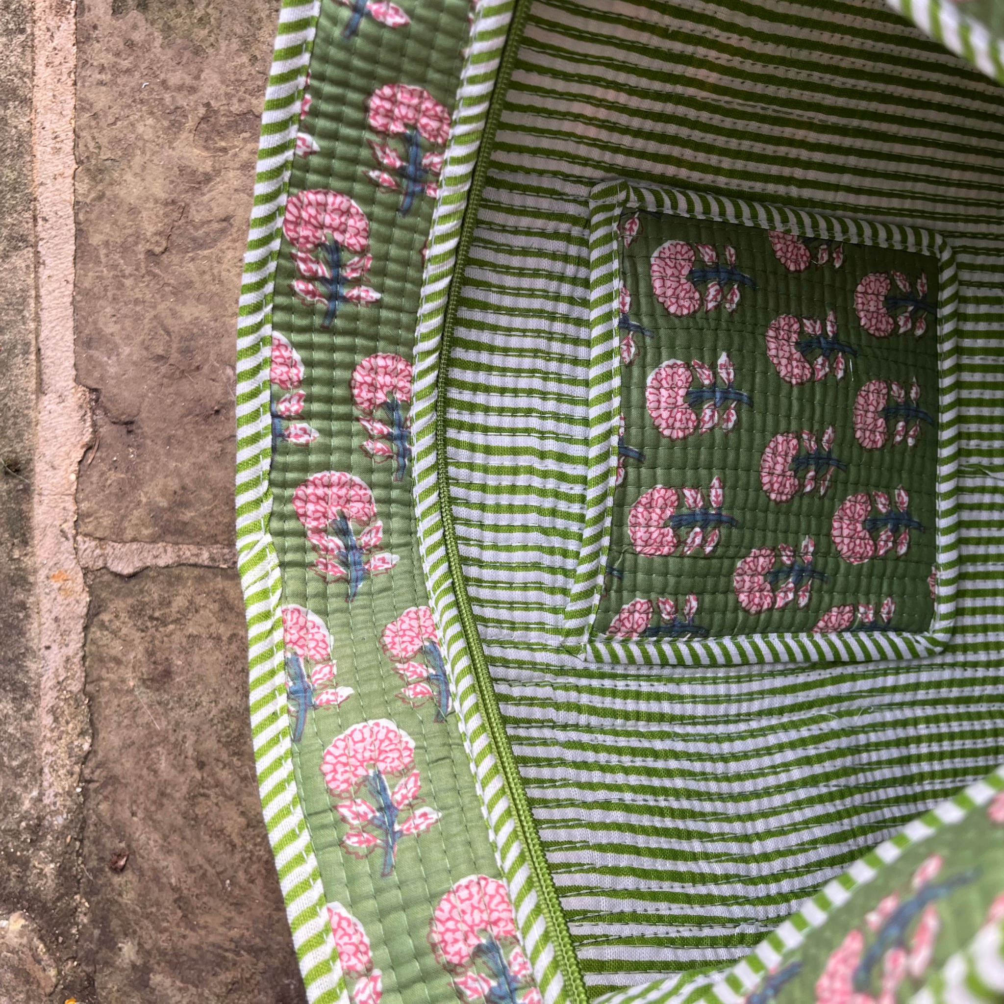 Flowers Tote- GREEN